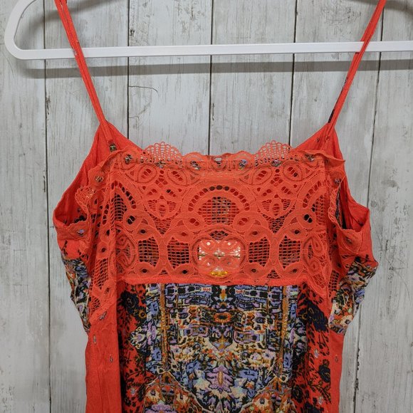 NWT Free People Red-Orange Floral Maxi Sundress Size L - Picture 7 of 8